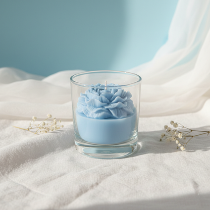 🩵 Light Blue Peony Candle