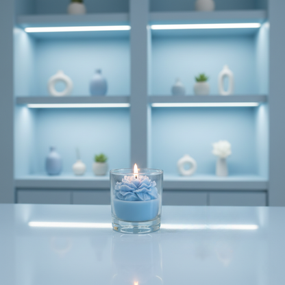 🩵 Light Blue Peony Candle